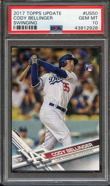2017 TOPPS UPDATE US50 CODY BELLINGER SWINGING PSA GEM MT 10
