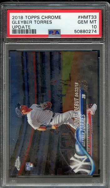 2018 TOPPS CHROME UPDATE HMT33 GLEYBER TORRES UPDATE PSA GEM MT 10