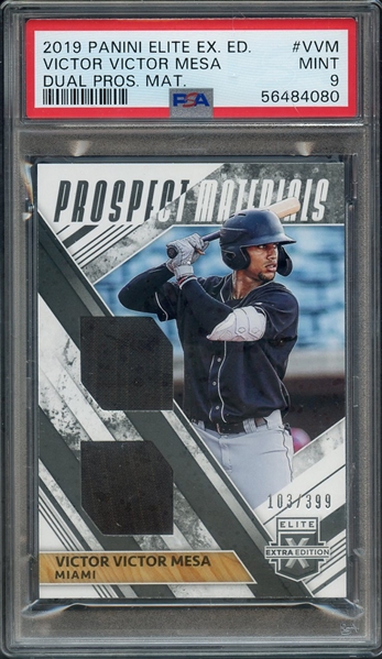 2019 PANINI ELITE EXTRA EDITION DUAL PROSPECT MATERIALS VVM VICTOR VICTOR MESA DUAL PROS. MAT. PSA MINT 9