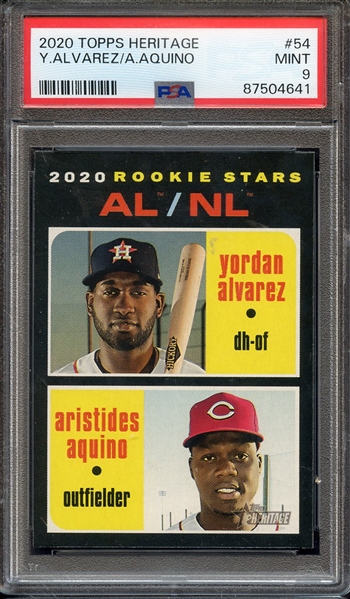 2020 TOPPS HERITAGE 54 Y.ALVAREZ/A.AQUINO PSA MINT 9