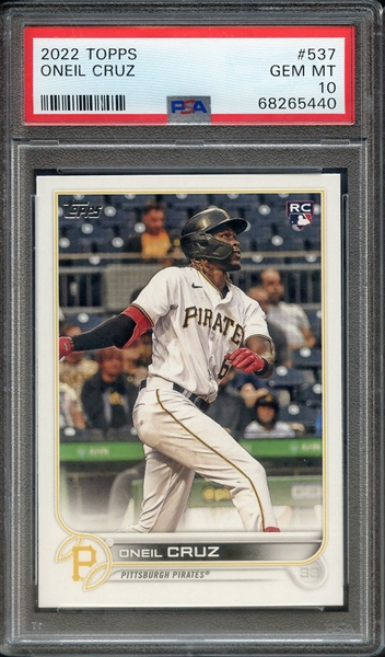 2022 TOPPS 537 ONEIL CRUZ PSA GEM MT 10