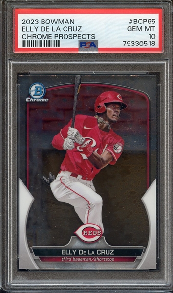 2023 BOWMAN CHROME PROSPECTS BCP65 ELLY DE LA CRUZ CHROME PROSPECTS PSA GEM MT 10