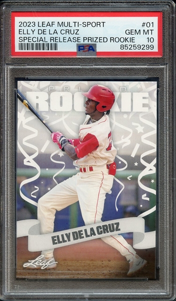 2023 LEAF MULTI-SPORT SPECIAL RELEASE PRIZED ROOKIE 1 ELLY DE LA CRUZ PSA GEM MT 10