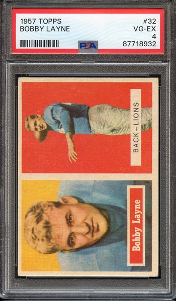 1957 TOPPS 32 BOBBY LAYNE PSA VG-EX 4