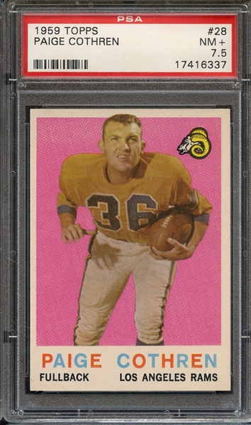 1959 TOPPS 28 PAIGE COTHREN PSA NM+ 7.5