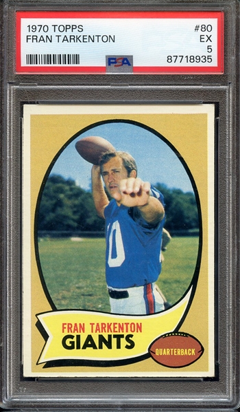 1970 TOPPS 80 FRAN TARKENTON PSA EX 5