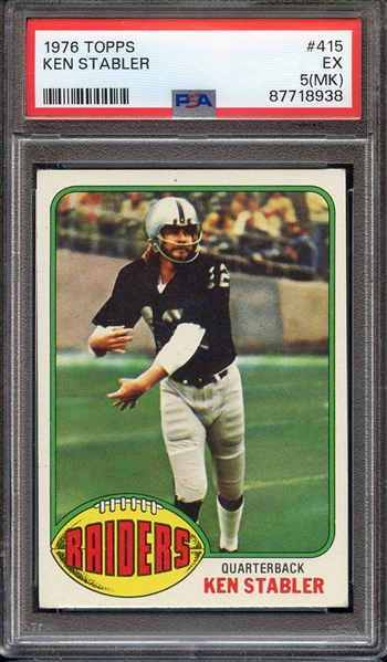 1976 TOPPS 415 KEN STABLER PSA EX 5 (MK)