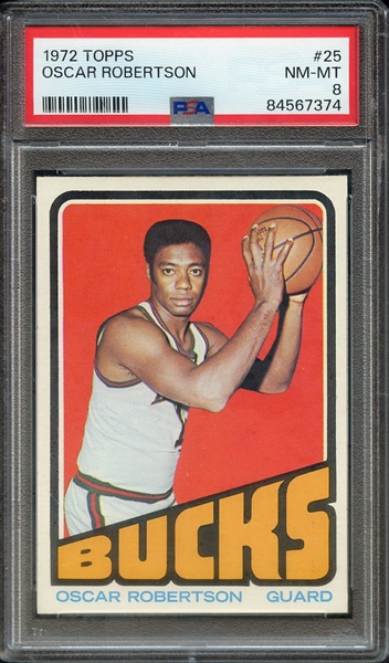 1972 TOPPS 25 OSCAR ROBERTSON PSA NM-MT 8
