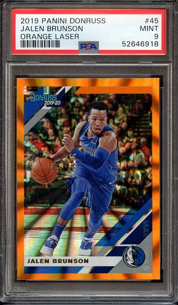 2019 PANINI DONRUSS 45 JALEN BRUNSON ORANGE LASER PSA MINT 9