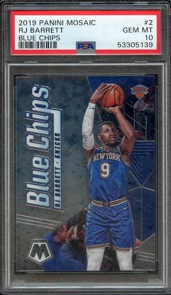 2019 PANINI MOSAIC BLUE CHIPS 2 RJ BARRETT BLUE CHIPS PSA GEM MT 10