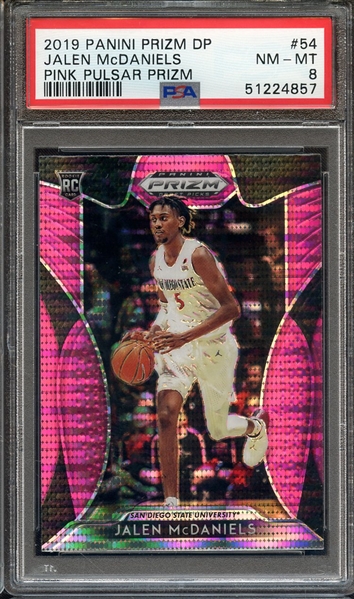 2019 PANINI PRIZM DRAFT PICKS 54 JALEN McDANIELS PINK PULSAR PRIZM PSA NM-MT 8