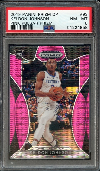 2019 PANINI PRIZM DRAFT PICKS 93 KELDON JOHNSON PINK PULSAR PRIZM PSA NM-MT 8
