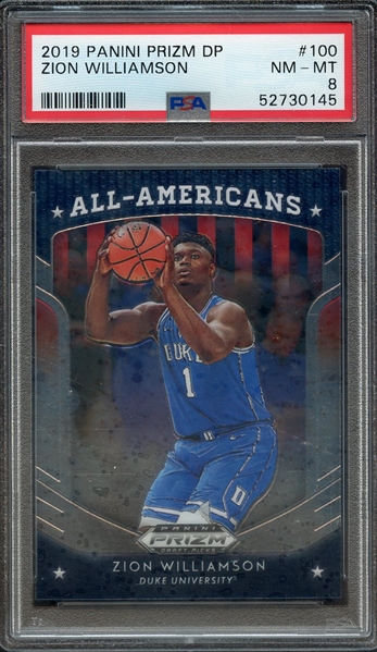 2019 PANINI PRIZM DRAFT PICKS 100 ZION WILLIAMSON PSA NM-MT 8