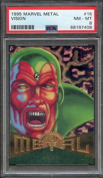 1995 MARVEL METAL 15 VISION PSA NM-MT 8