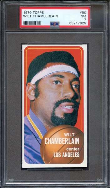 1970 TOPPS 50 WILT CHAMBERLAIN PSA NM 7
