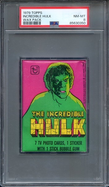 1979 TOPPS INCREDIBLE HULK WAX PACK INCREDIBLE HULK WAX PACK PSA NM-MT 8