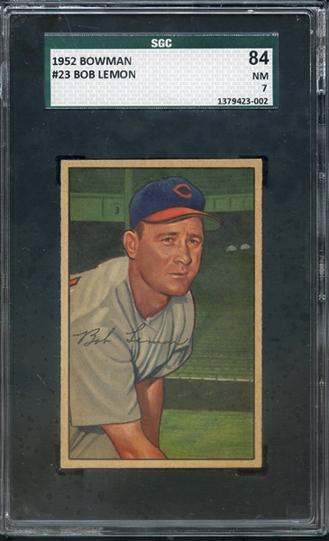 1952 BOWMAN 23 BOB LEMON SGC NM 84 / 7