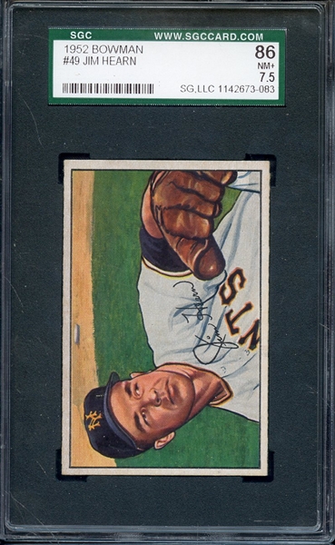 1952 BOWMAN 49 JIM HEARN SGC NM+ 86 / 7.5