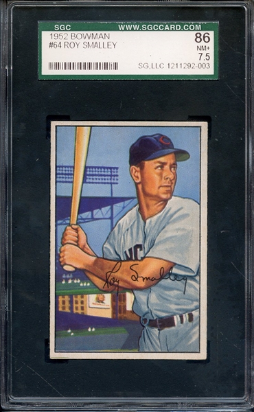 1952 BOWMAN 64 ROY SMALLEY SGC NM+ 86 / 7.5