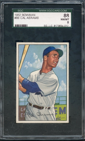 1952 BOWMAN 86 CAL ABRAMS SGC NM/MT 88 / 8