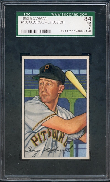 1952 BOWMAN 108 GEORGE METKOVICH SGC NM 84 / 7