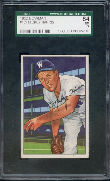 1952 BOWMAN 135 MICKEY HARRIS SGC NM 84 / 7