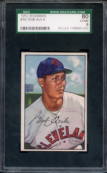1952 BOWMAN 167BOB AVILA SGC EX/MT 80 / 6