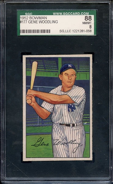 1952 BOWMAN 177 GENE WOODLING SGC NM/MT 88 / 8