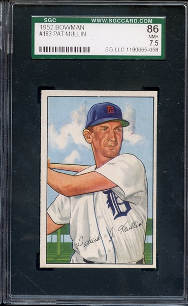 1952 BOWMAN 183 PAT MULLIN SGC NM+ 86 / 7.5