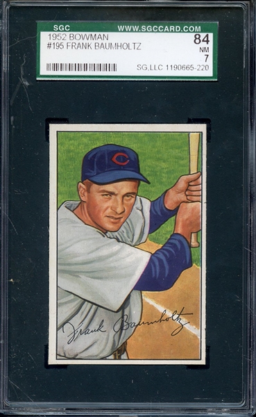 1952 BOWMAN 195 FRANK BAUMHOLTZ SGC NM 84 / 7
