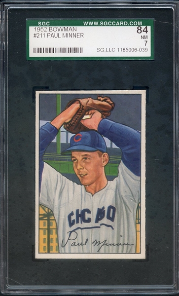 1952 BOWMAN 211 PAUL MINNER SGC NM 84 / 7