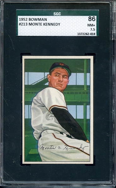 1952 BOWMAN 213 MONTE KENNEDY SGC NM+ 86 / 7.5