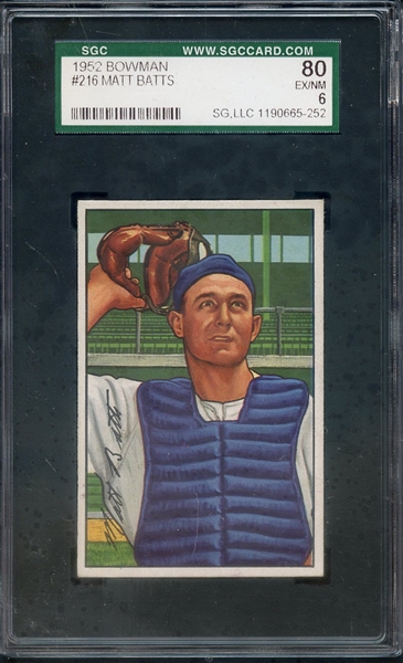 1952 BOWMAN 216 MATT BATTS SGC EX/MT 80 / 6