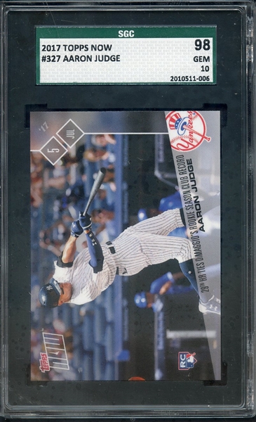 2017 TOPPS NOW 327 AARON JUDGE SGC GEM 98 / 10