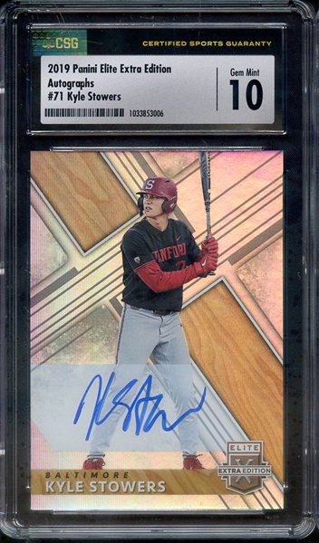 2019 PANINI ELITE EXTRA EDITION AUTOGRAPHS 71 KYLE STOWERS CSG GEM MINT 10