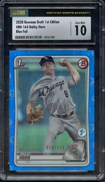 2020 BOWMAN DRAFT 1ST EDITION BLUE FOIL BD164 BAILEY HORN CSG GEM MINT 10