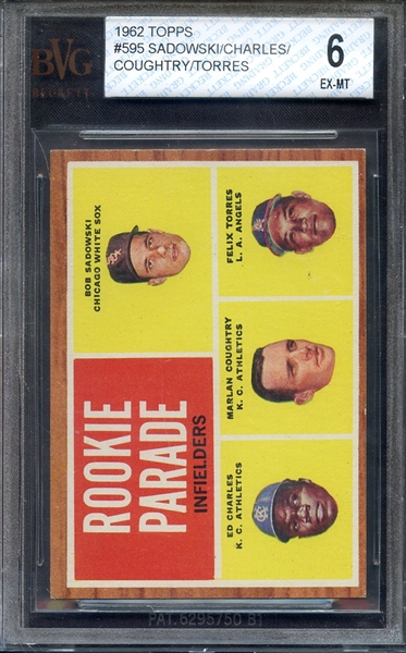 1962 TOPPS 595 ROOKIE PARADE INFIELDERS BVG EX-MT 6