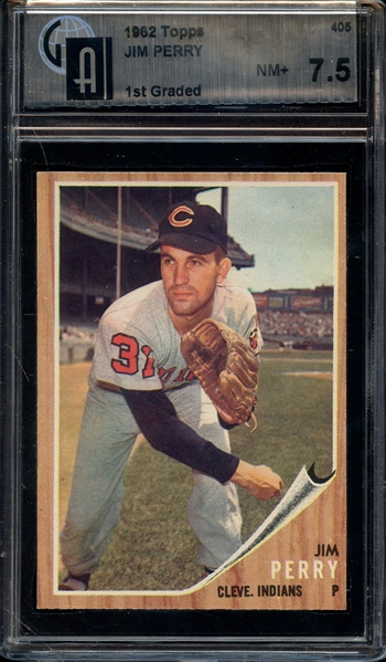 1962 TOPPS 405 JIM PERRY GAI NM+ 7.5