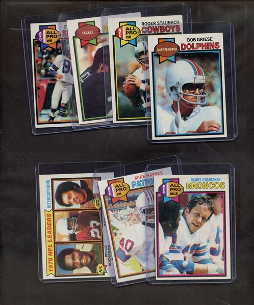 (7) 1979 TOPPS FOOTBALL LOT W/ STAUBACH GRIESE LARGENT