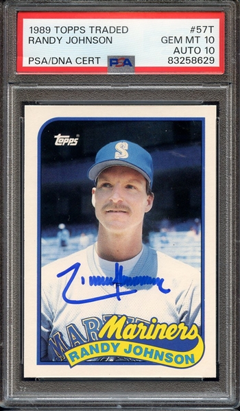 1989 TOPPS TRADED 57T SIGNED RANDY JOHNSON PSA GEM MT 10 PSA/DNA AUTO 10