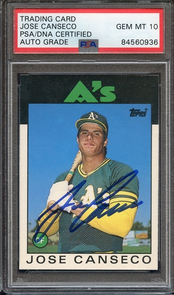 1986 TOPPS TRADED 20T SIGNED JOSE CANSECO PSA/DNA AUTO 10