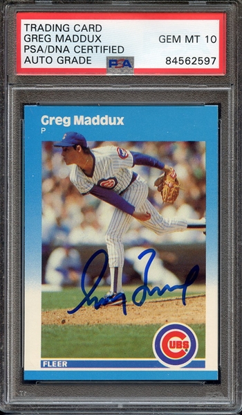 1987 FLEER GLOSSY UPDATE U68 SIGNED GREG MADUX PSA/DNA AUTO 10