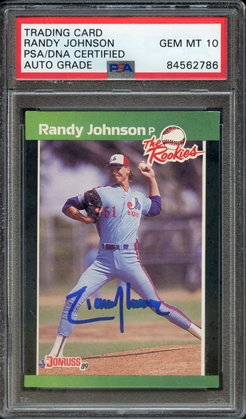 1989 DONRUSS ROOKIES 43 SIGNED RANDY JOHNSON PSA/DNA AUTO 10