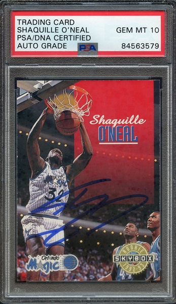 1992 SKYBOX 382 SIGNED SHAQUILLE O'NEAL PSA/DNA AUTO 10