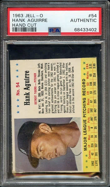 1963 JELL-O 54 HANK AGUIRRE HAND CUT PSA AUTHENTIC