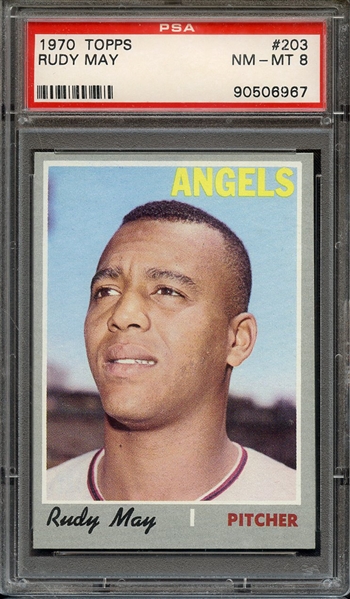 1970 TOPPS 203 RUDY MAY PSA NM-MT 8