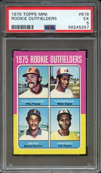 1975 TOPPS MINI 616 ROOKIE OUTFIELDERS PSA EX 5
