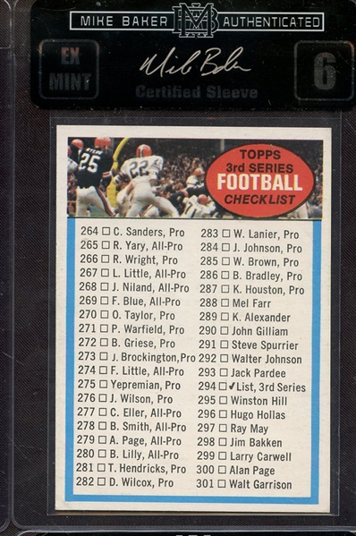 1972 TOPPS 294 3RD SERIES CHECKLIST MBA EX-MT 6