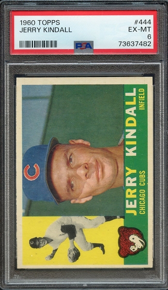 1960 TOPPS 444 JERRY KINDALL PSA EX-MT 6