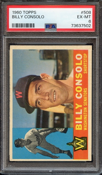 1960 TOPPS 508 BILLY CONSOLO PSA EX-MT 6